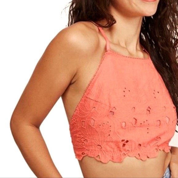 Free People Tops - Free People June Coral High-Neck Bralette Size Small